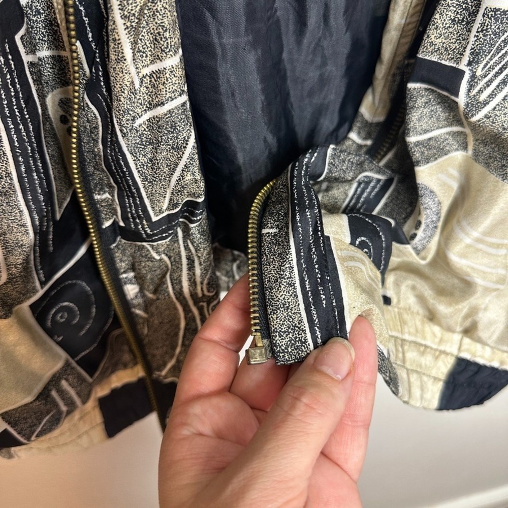 CoAco 100% Silk Funky Landmark Print Jacket Sz 1X Men's‎ Vtg Quirky Unique - Picture 5 of 6